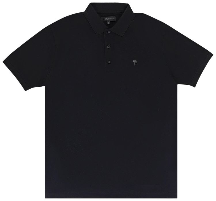 PURPLE BRAND Pique Knit Polo Black