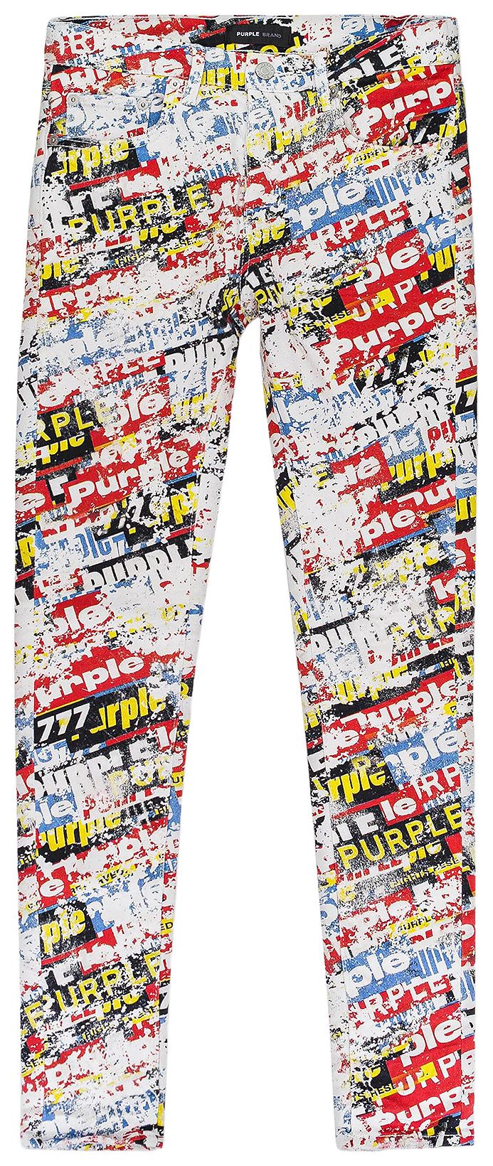 PURPLE BRAND Stickers Denim All Over Print Skinny Jeans Multicolor Color