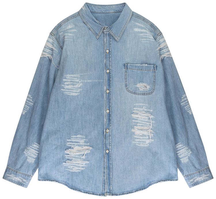 424 Distressed Denim Shirt Blue
