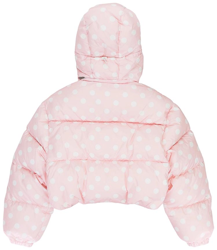 Miu Miu Cropped Printed Nylon Down Jacket PinkWhite