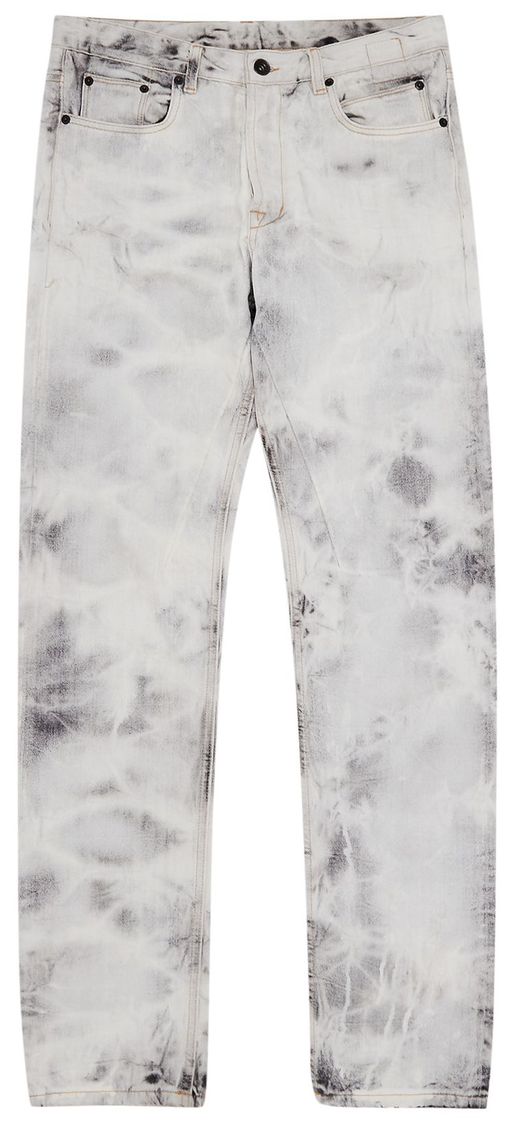 Rick Owens Batik Bleach Berlin Cut Denim Jeans White