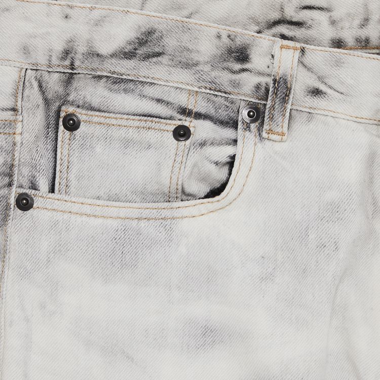 Rick Owens Batik Bleach Berlin Cut Denim Jeans White
