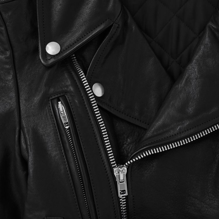 Vetements Cropped Leather Biker Jacket Black
