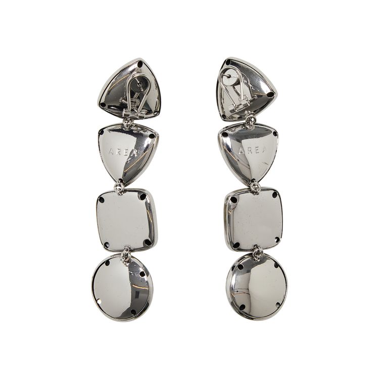 AREA Baguette Crystal Drop Earrings Silver