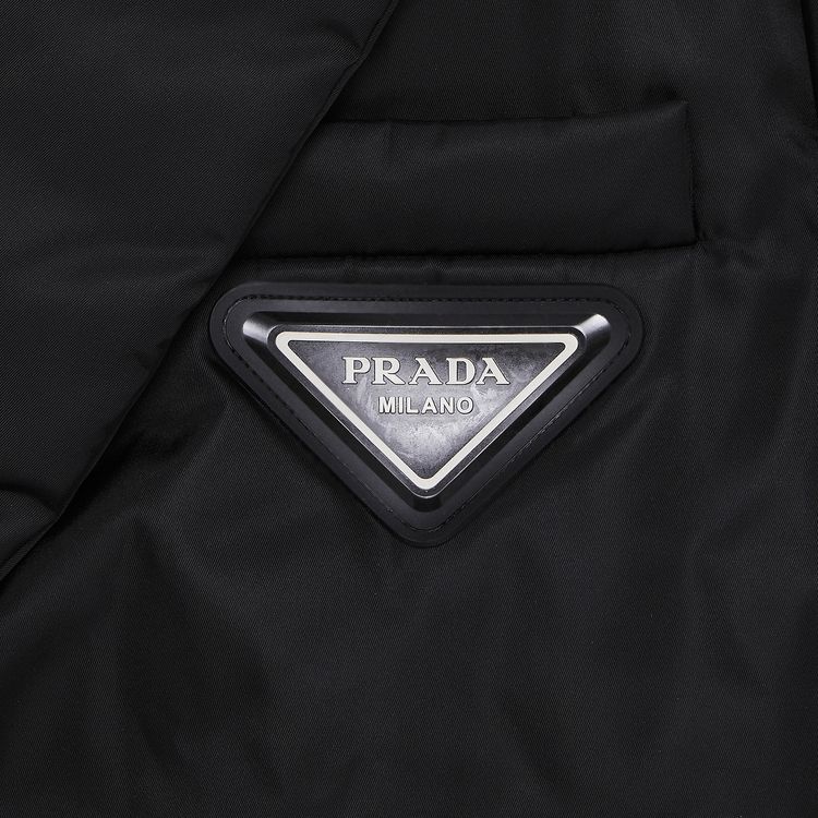 Prada 2021 Re Nylon Puffer Jacket With Belt Black