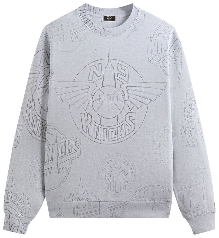 Kith For The New York Knicks Sketched Vintage Nelson Crewneck Light Heather Grey