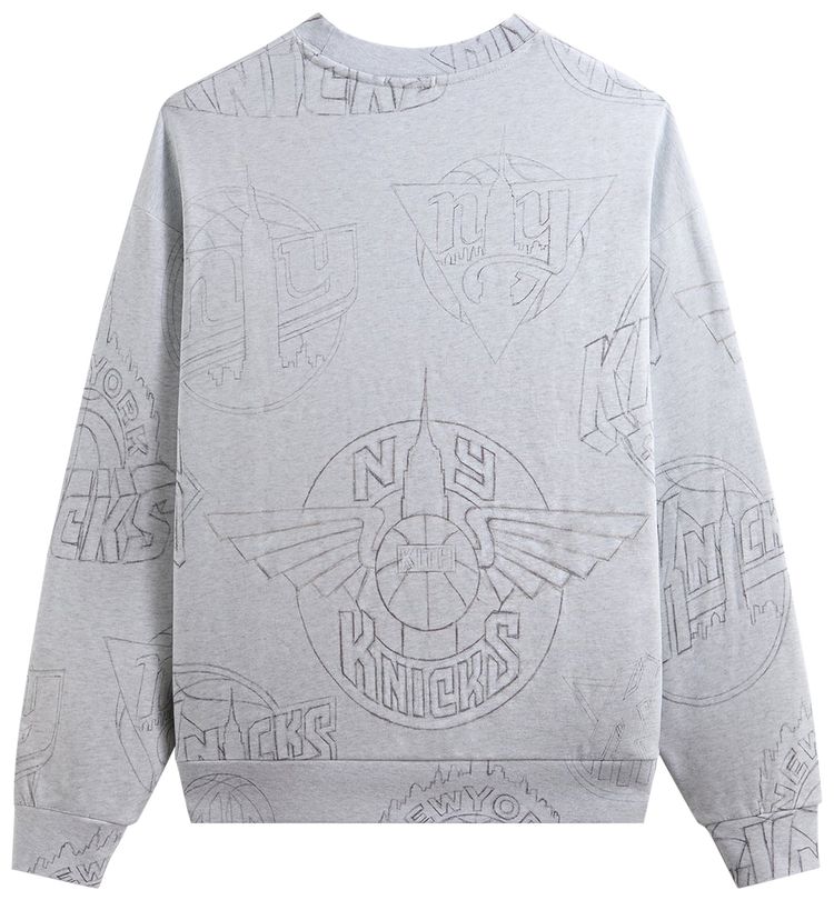 Kith For The New York Knicks Sketched Vintage Nelson Crewneck Light Heather Grey