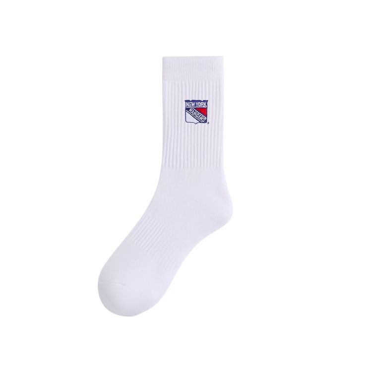 Kith For The New York Rangers Shield Crew Socks White