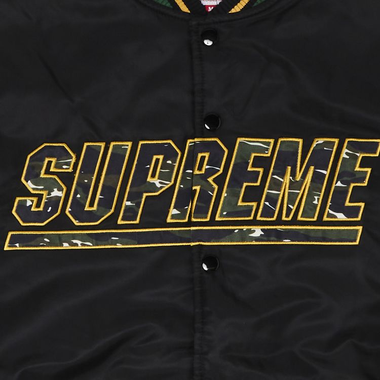 Supreme x Mitchell  Ness Camo Logo Varsity Jacket Black