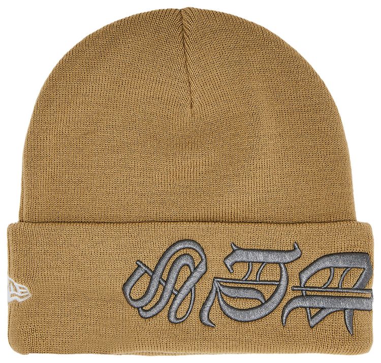 Supreme New Era Blackletter Beanie Tan
