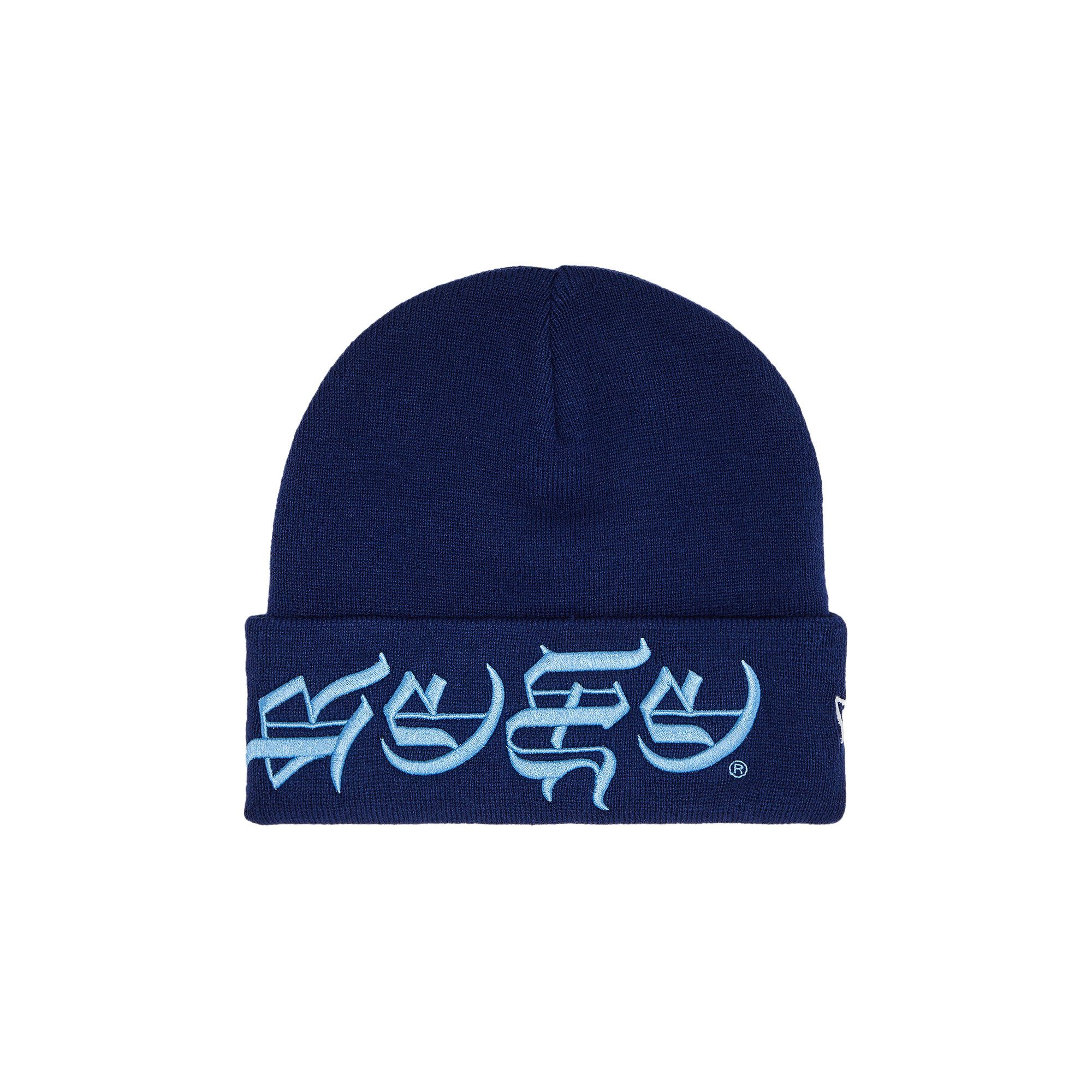 Buy Supreme New Era Blackletter Beanie 'Washed Navy