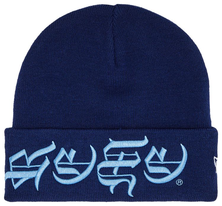 Supreme New Era Blackletter Beanie Washed Navy