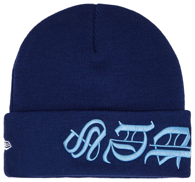 Supreme New Era Blackletter Beanie Washed Navy