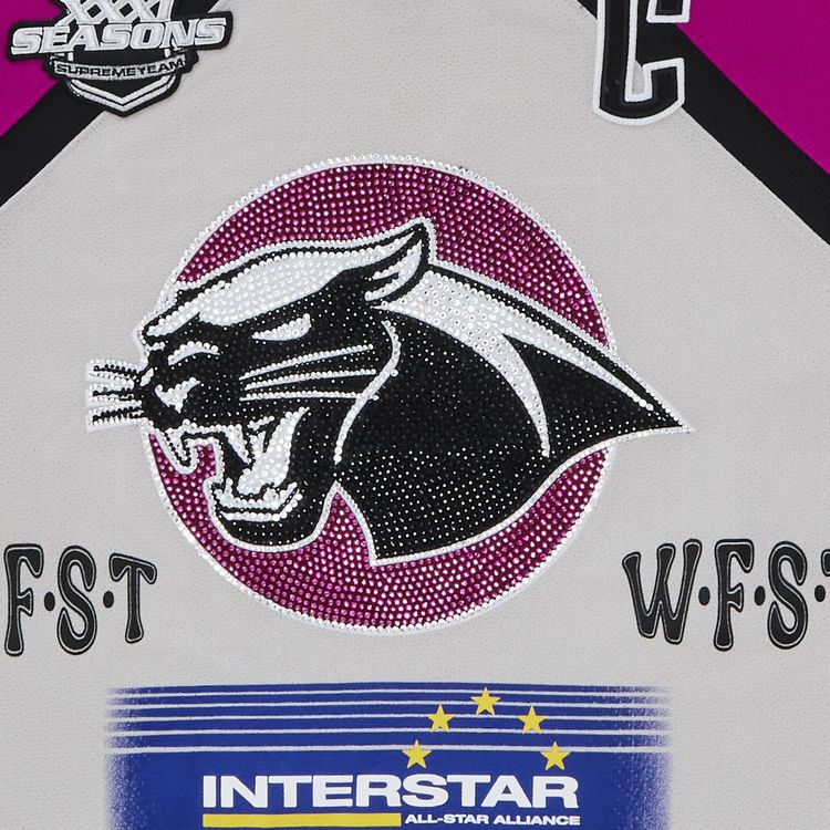 Supreme Rhinestone Hockey Jersey Light Grey