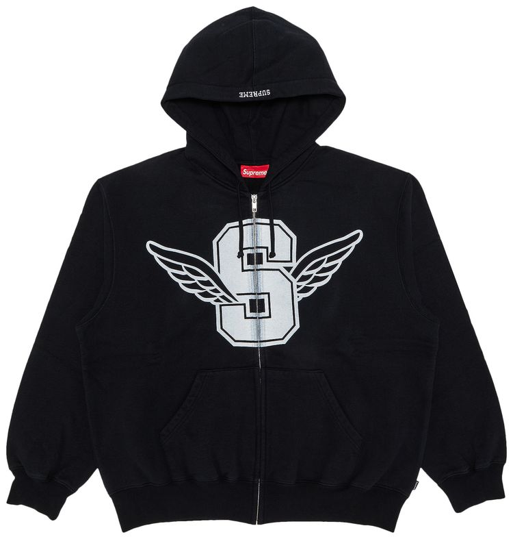 Supreme Wings Zip Up Hooded Sweatshirt Black
