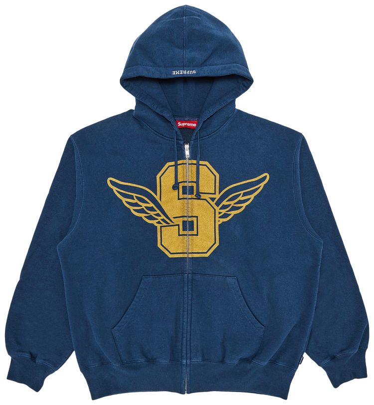 Supreme Wings Zip Up Hooded Sweatshirt Dark Blue