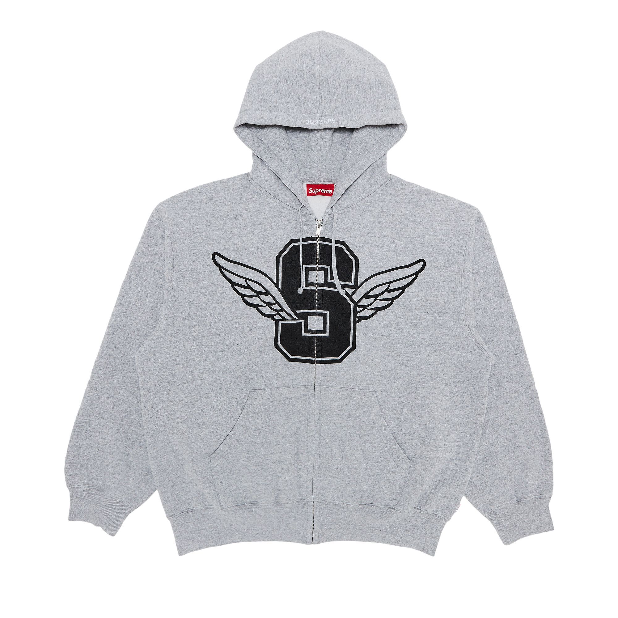 Buy Supreme Wings Zip Up Hooded Sweatshirt 'Heather Grey Buy Supreme Wings Zip Up Hooded Sweatshirt 'Heather Grey