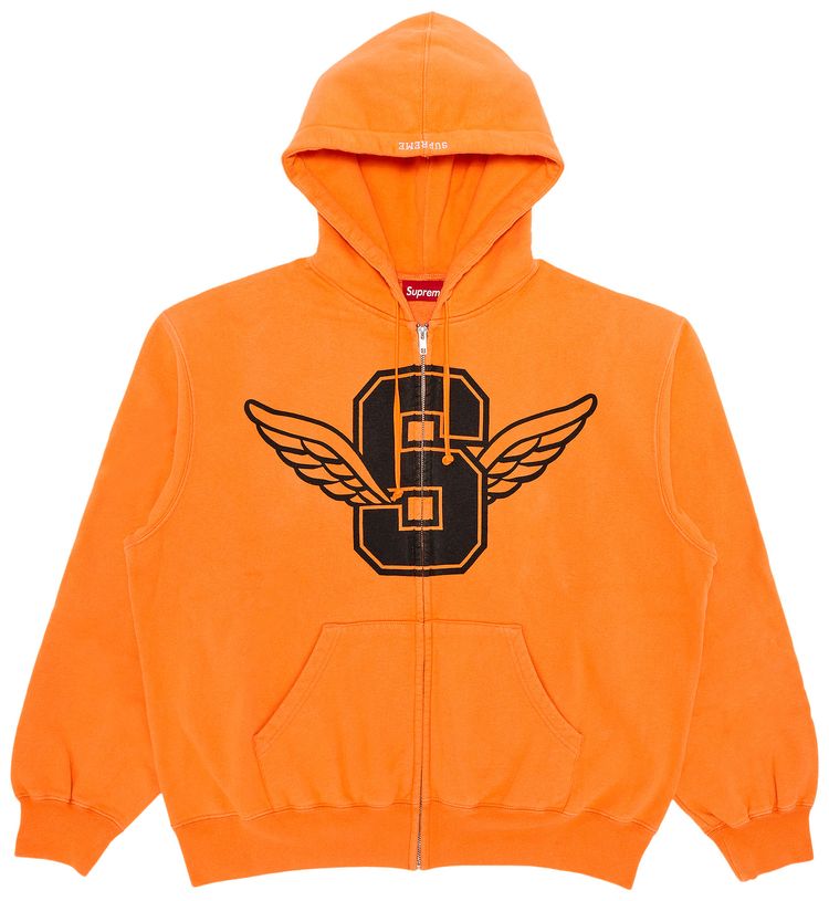 Supreme Wings Zip Up Hooded Sweatshirt Light Orange