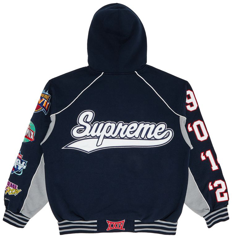 Supreme Playoffs Zip Up Hooded Sweatshirt Navy