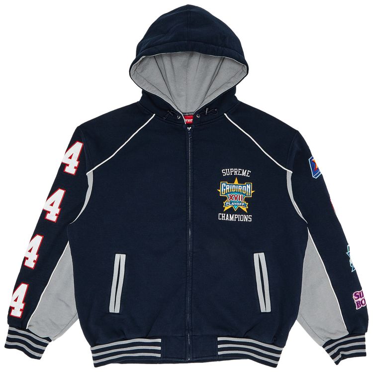 Supreme Playoffs Zip Up Hooded Sweatshirt Navy