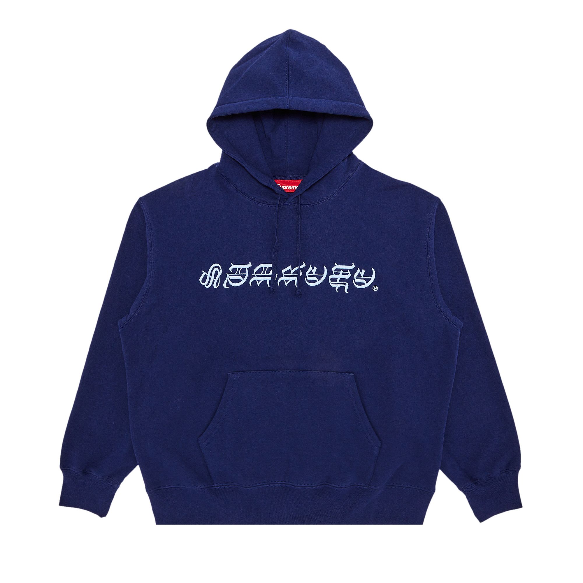 Buy Supreme Blackletter Hooded Sweatshirt 'Washed Navy' - SS25SW37