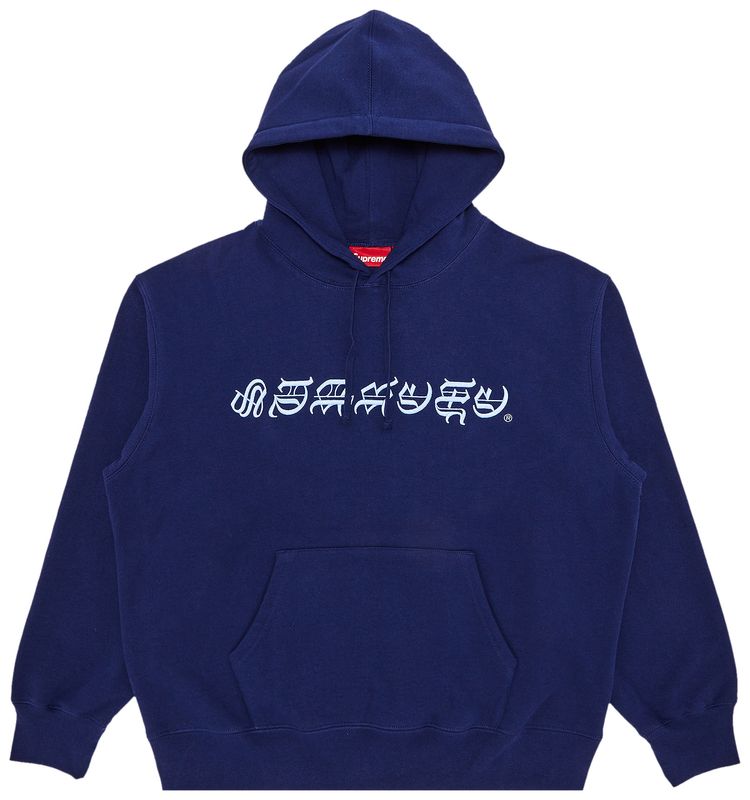 Supreme Blackletter Hooded Sweatshirt Washed Navy