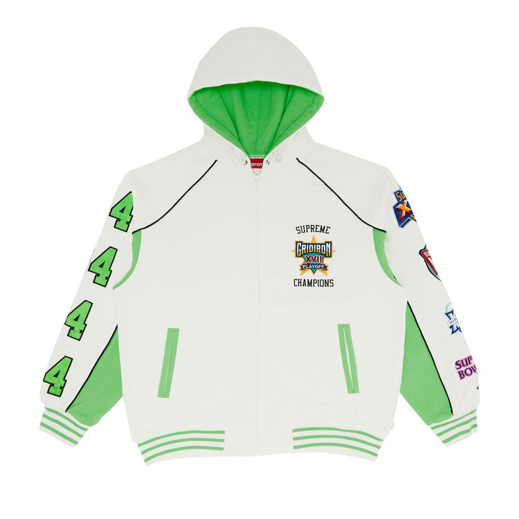 Supreme Playoffs Zip Up Hooded Sweatshirt White