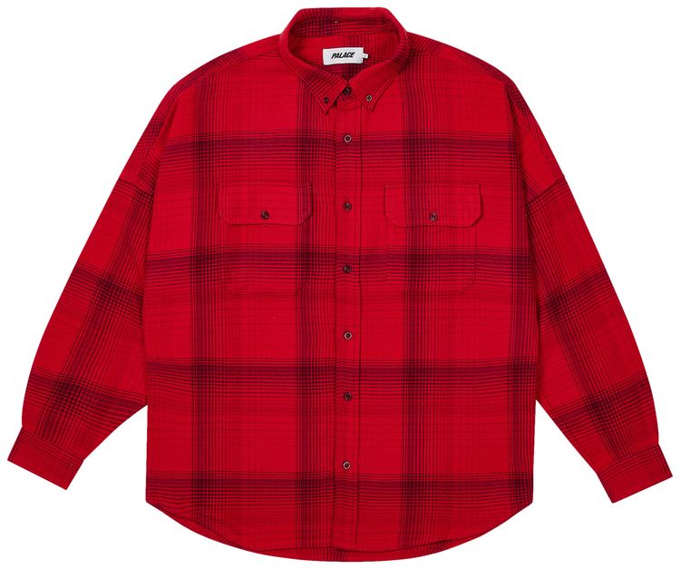 Palace Brushed Flannel Drop Shoulder Shirt Red
