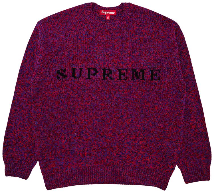 Supreme Contrast Logo Sweater Red Melange