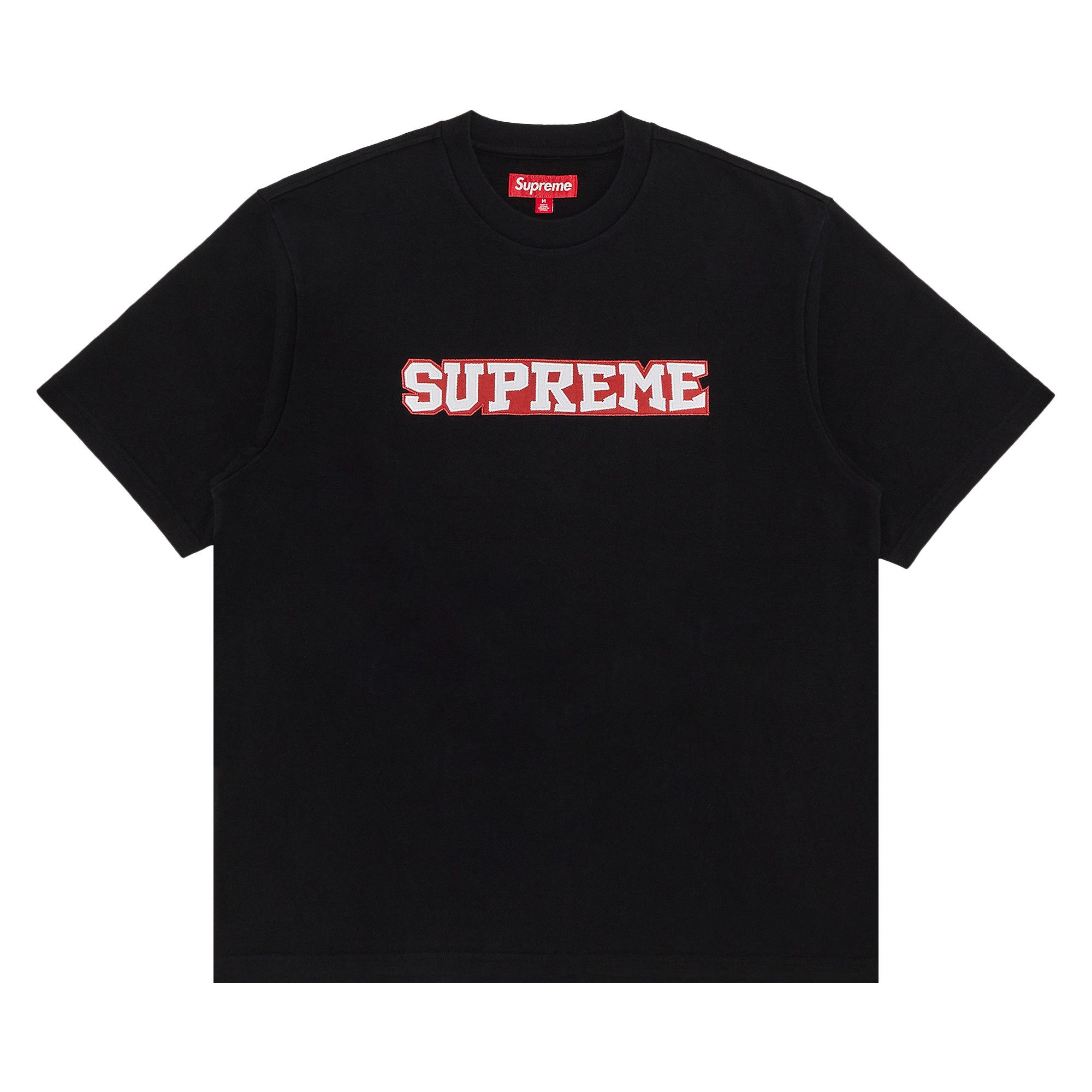 Buy Supreme Satin Appliqué Short-Sleeve Top 'Black