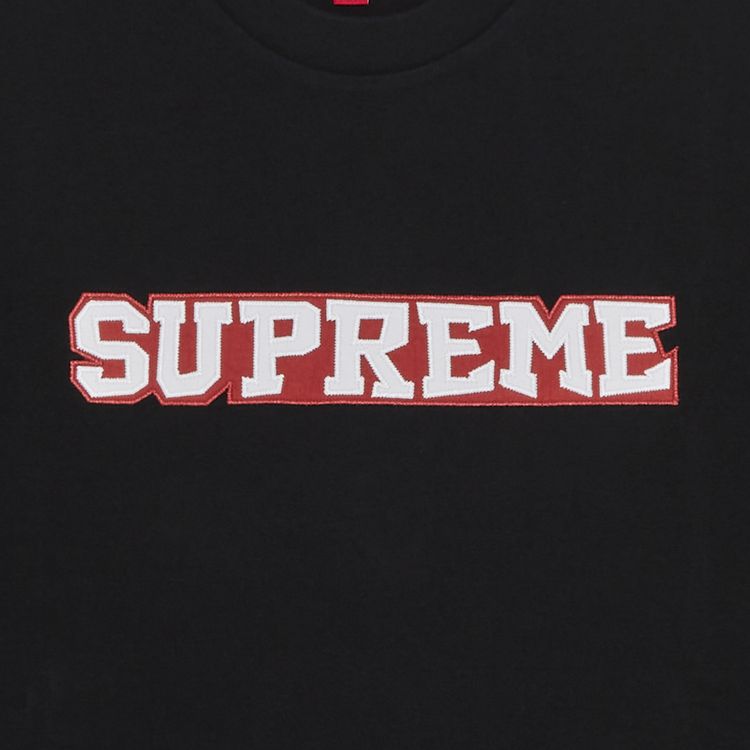Supreme Satin Applique Short Sleeve Top Black