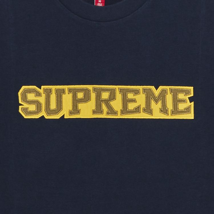 Supreme Satin Applique Short Sleeve Top Navy