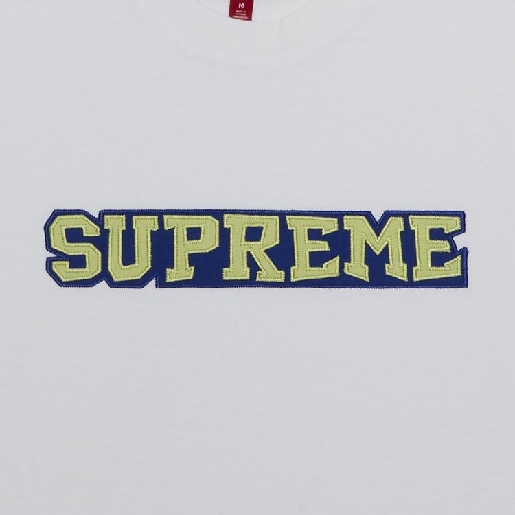 Supreme Satin Applique Short Sleeve Top White