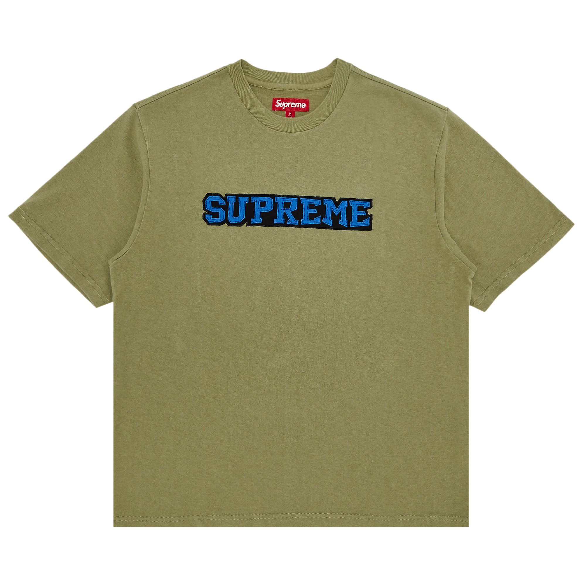 Buy Supreme Satin Appliqué Short-Sleeve Top 'Light Olive