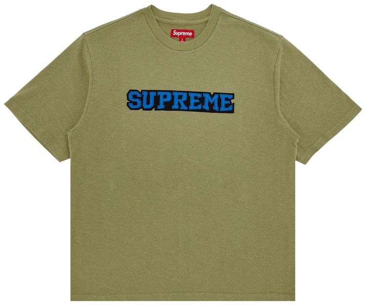Supreme Satin Applique Short Sleeve Top Light Olive