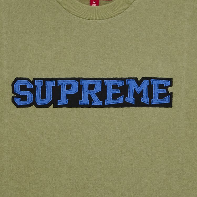 Supreme Satin Applique Short Sleeve Top Light Olive