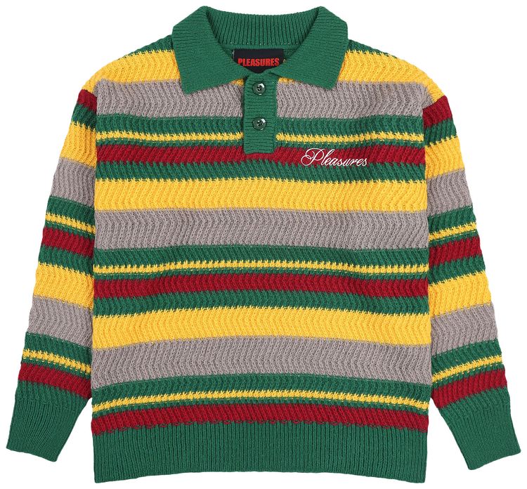 Pleasures Cooper Polo Sweater Green