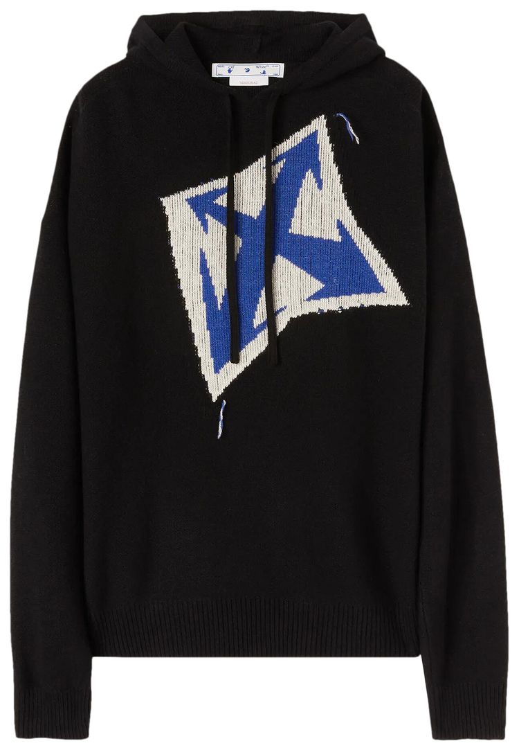 Off White Thunder Arrow Chunky Knit Hoodie BlackPeacock