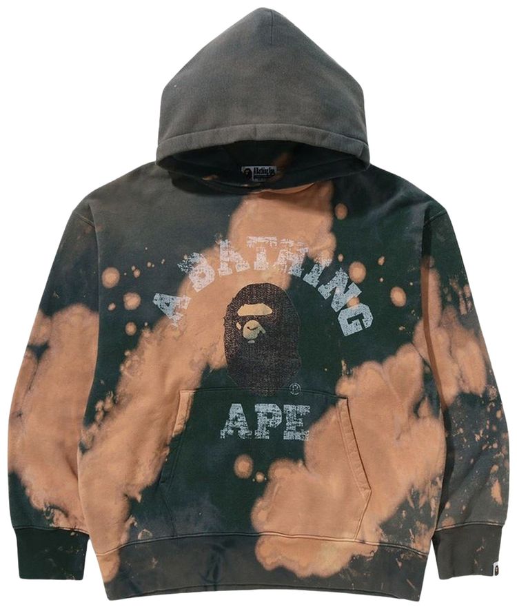 BAPE Tie Dye College Relaxed Fit Pullover Hoodie Beige
