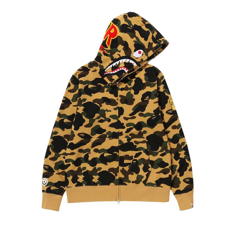 BAPE 1st Camo 2nd Shark Full Zip Hoodie Yellow