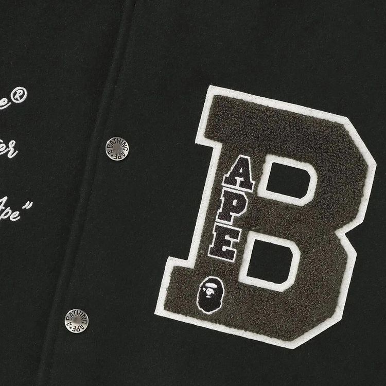 BAPE Embroidery Varsity Jacket Green