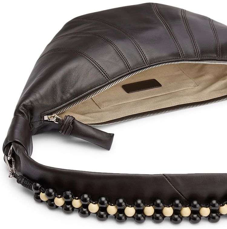 Lemaire Pearls Medium Croissant Bag Dark Chocolate