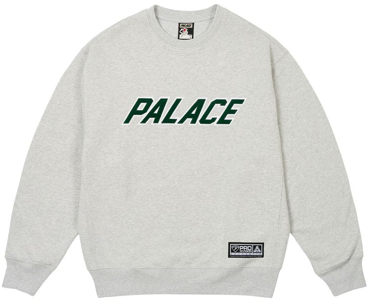 Palace Applique Team Crew Grey Marl