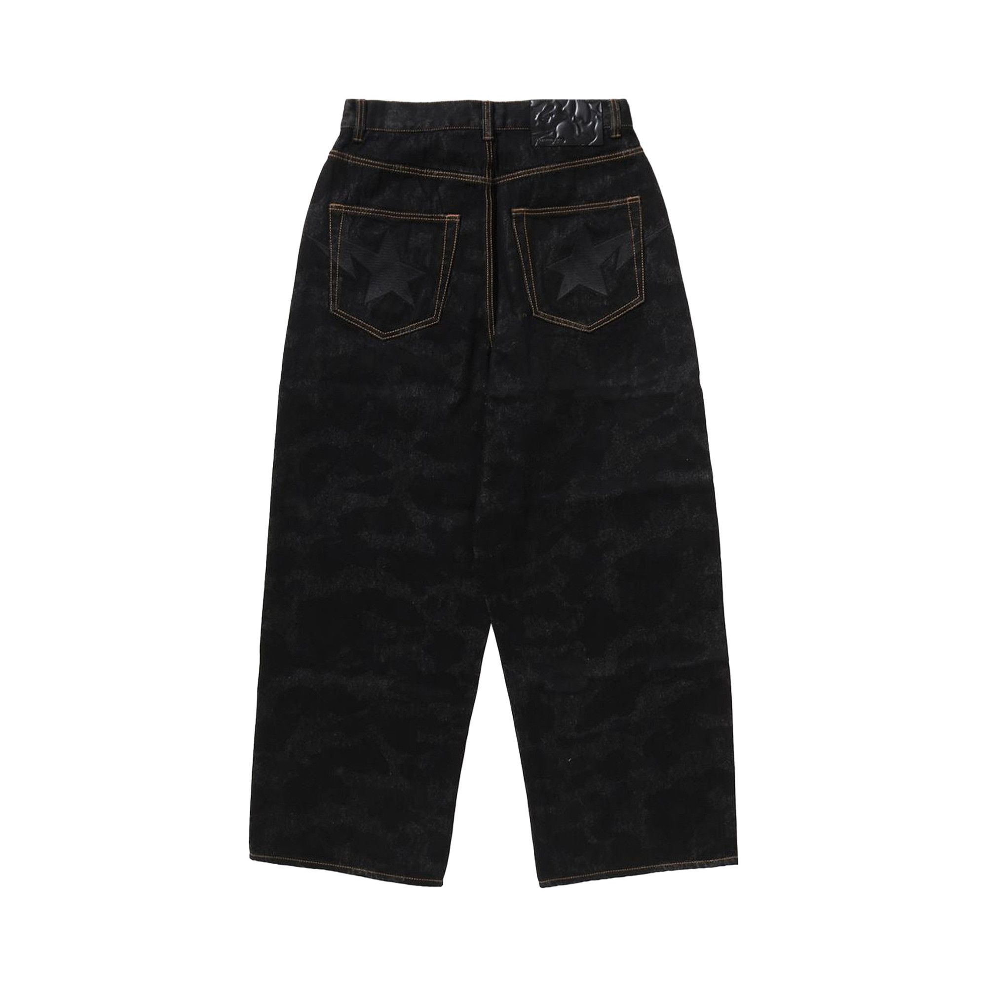 Buy BAPE 1st Camo Destroyed Loose Fit Denim Pants 'Black' - 1K80