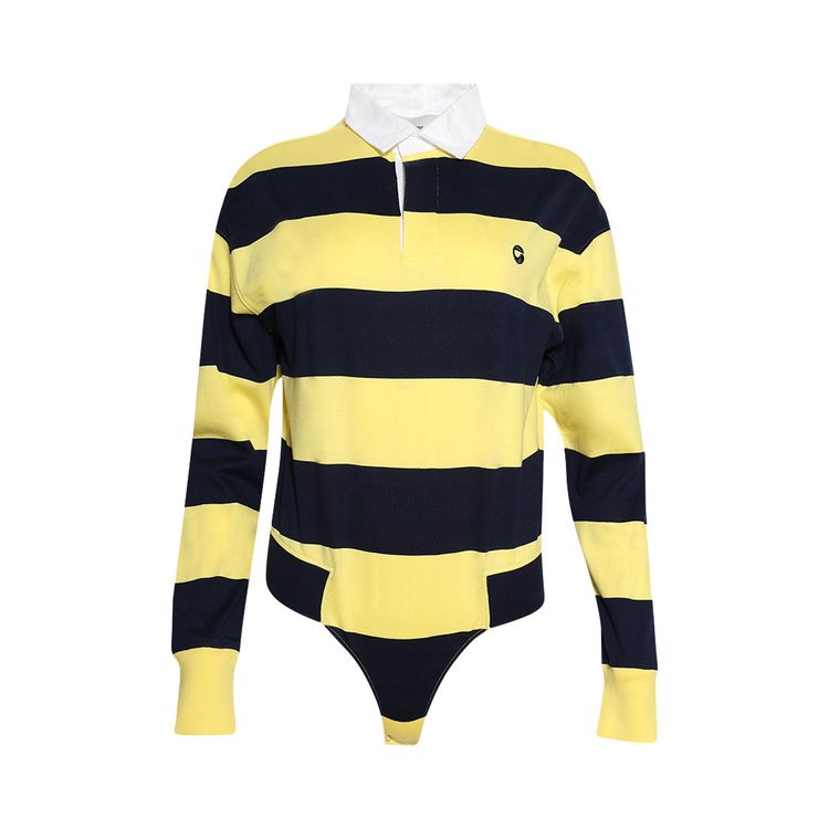 Coperni Logo Embroidered Striped Polo Bodysuit YellowBlue