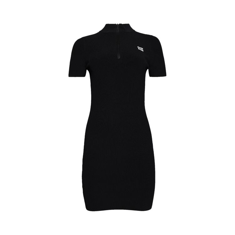 Miu Miu Ribbed Knit Mini Dress Black