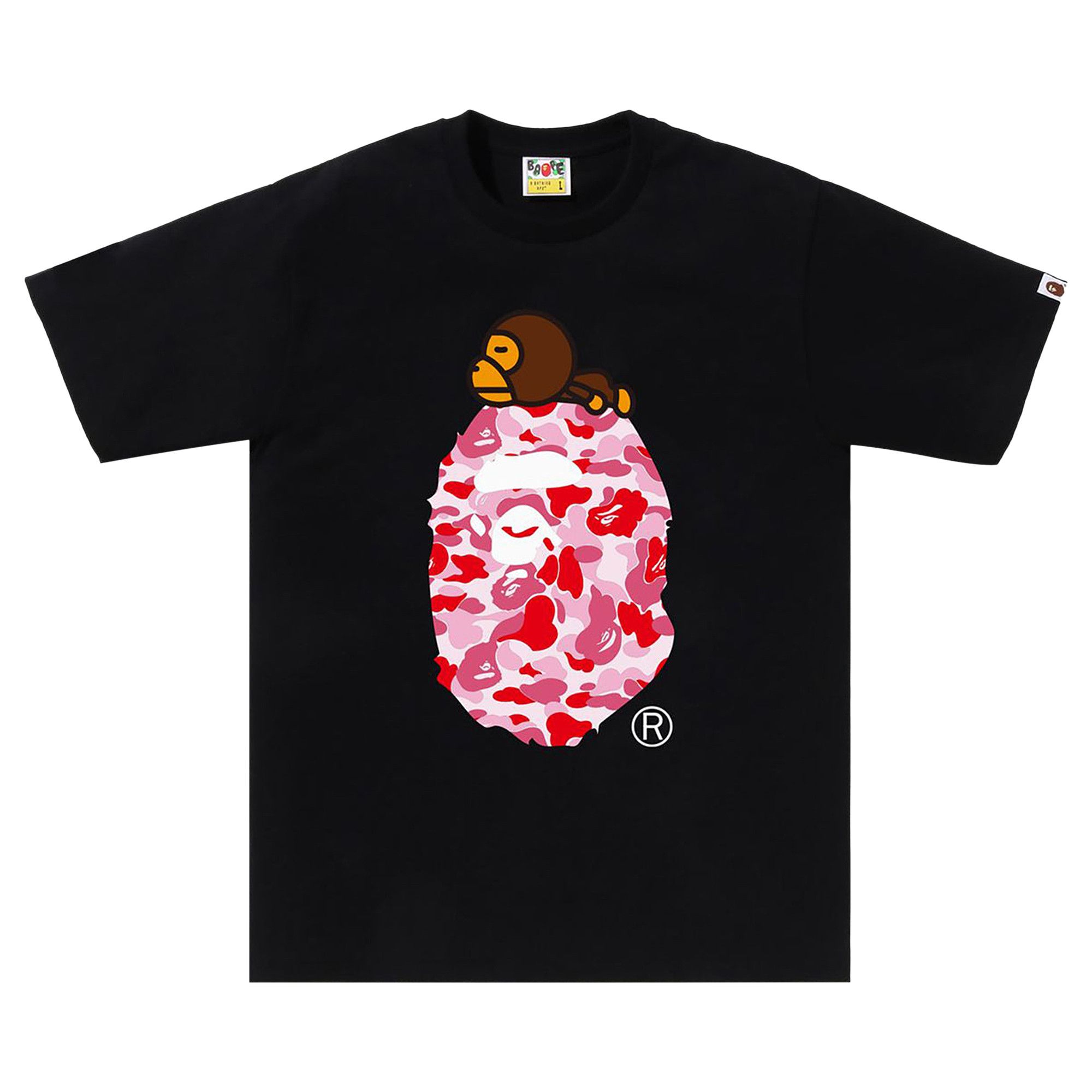 Buy BAPE ABC Camo Milo On Big Ape Tee 'Black/Pink' - 2K30 110 004