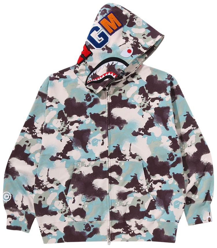 BAPE Map Camo Shark Relaxed Fit Full Zip Hoodie Multicolor