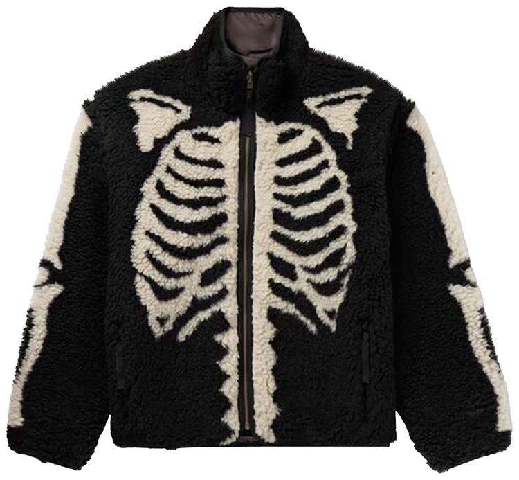 Kapital Bone Boa Reversible Printed Fleece and Nylon Jacket Black