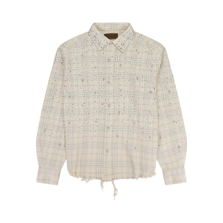 Birth Of Royal Child Pearl And Diamond Button Down Shirt Beige